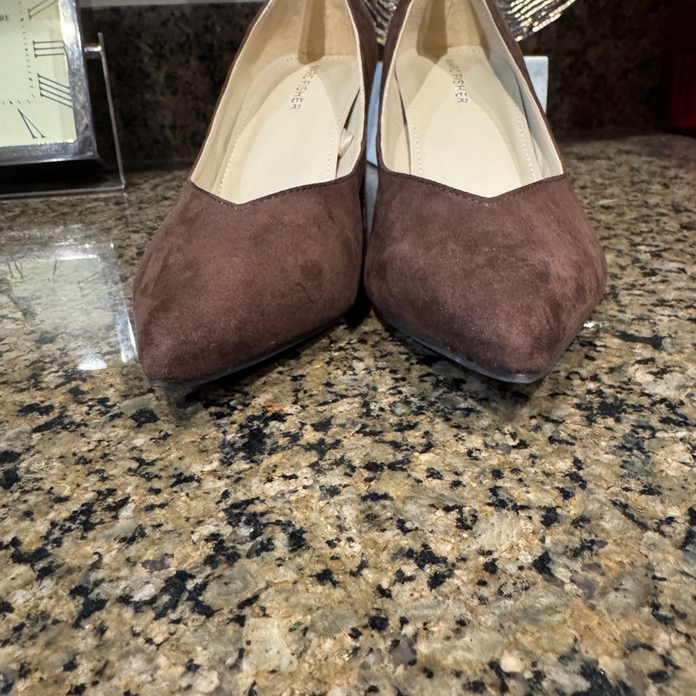 Chocolate Suede Pumps by Marc Fisher - Picture 2 of 7